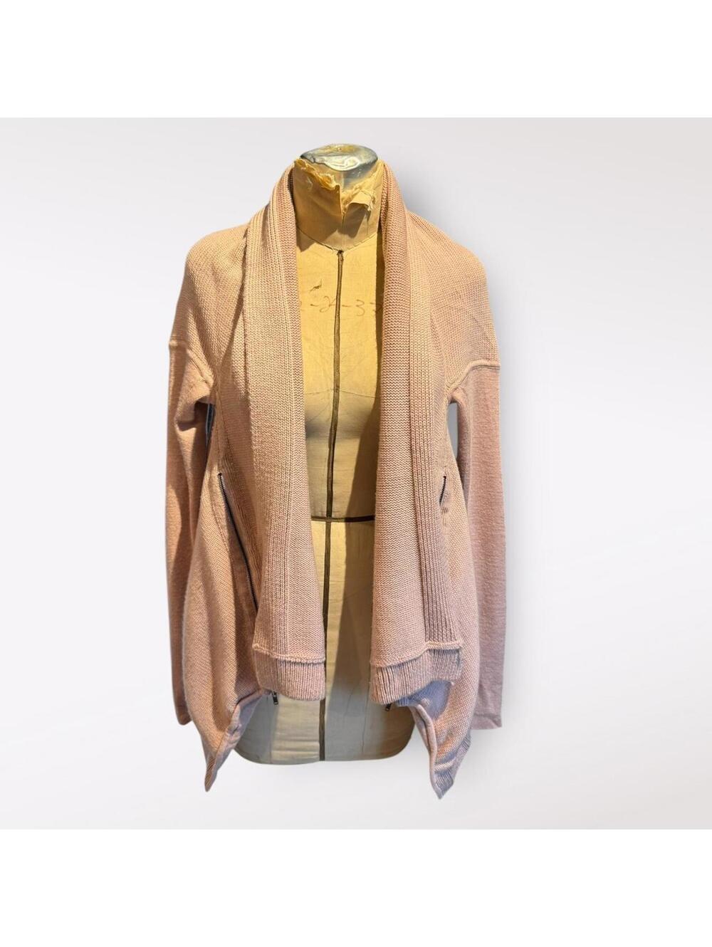Light Pink Open Front Knit Cardigan Sweater